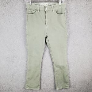 VIP Jeans Womens Pants Sz 9/10 30x26 Olive Army Green Stretch Flat Front